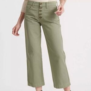 Lucky Brand Wide Leg Cropped Mid Rise Button Fly Jeans Green 26